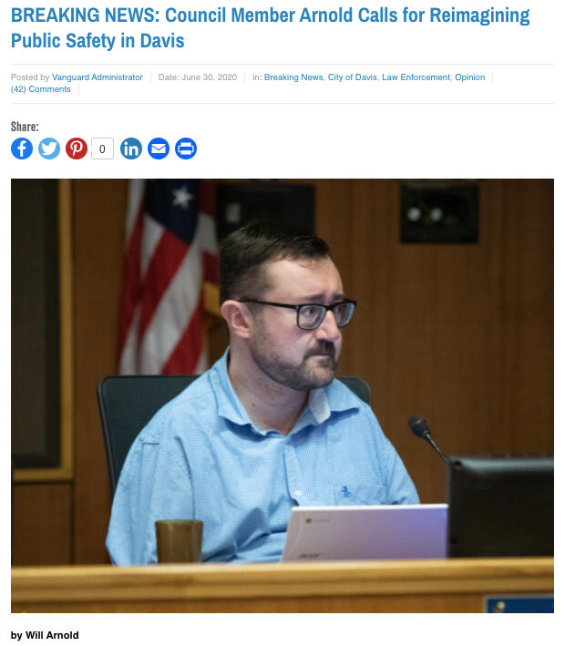 Council Member Arnold Calls for Reimagining Public Safety in Davis